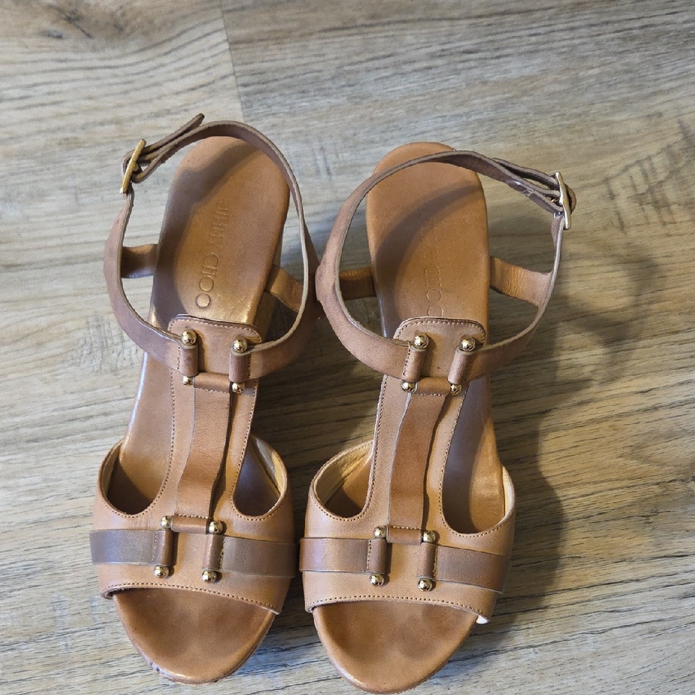 Jimmy Choo Tan Leather Sandals